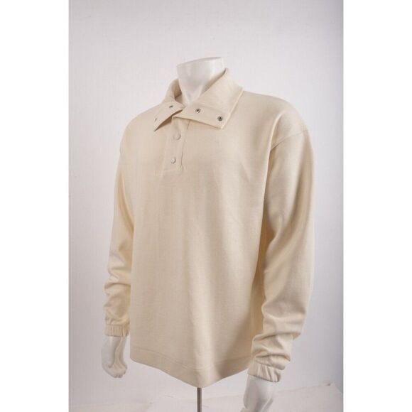 Zara Mens Polo 1/4 Snap Sweatshirt Ivory M Medium 0761/336 NWD - Picture 3 of 7